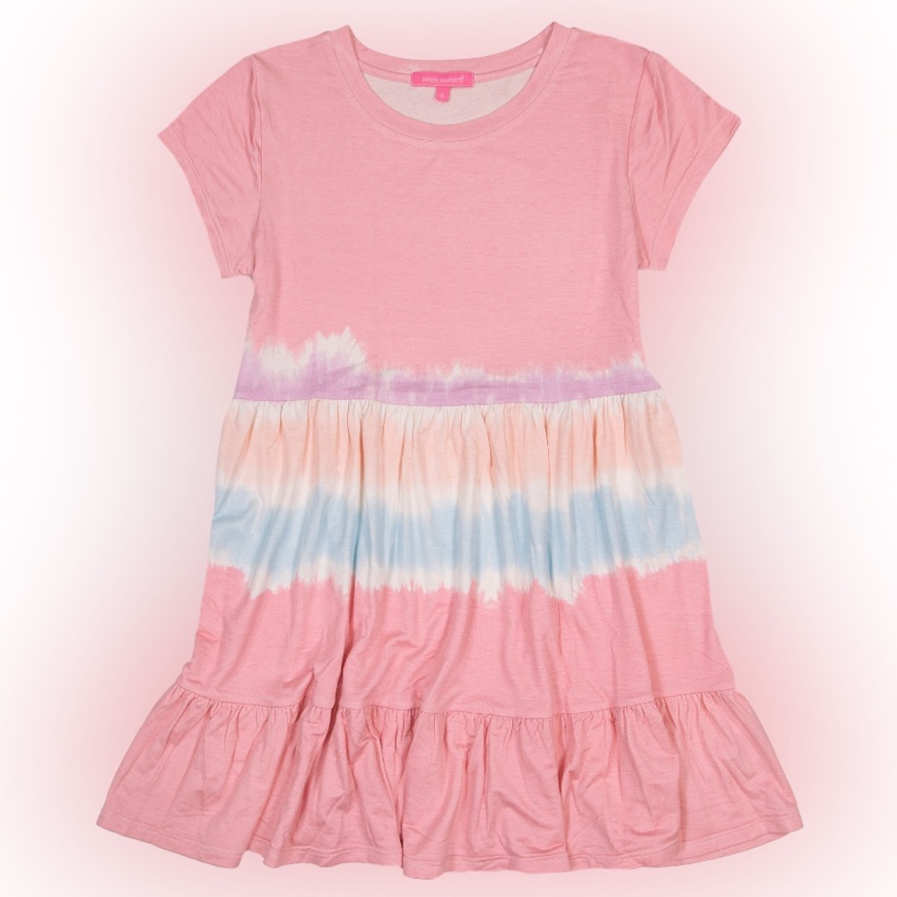 Simply Southern Pink Tie Dye Ruffle Dress - Picture 2 of 8